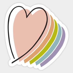 boho rainbow heart design line art heart Sticker